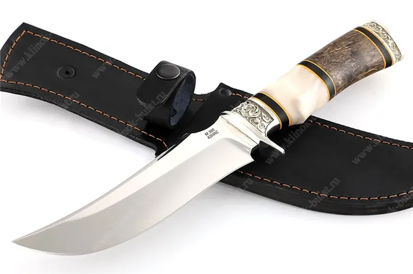 Нож Легион (порошковая сталь М390, рукоять наборная композит - стабилизированная карельская берёза - мельхиор) - купить нож, фото, цена, доставка.