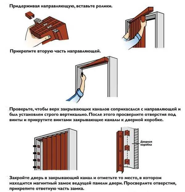 Схема монтажа двери гармошки