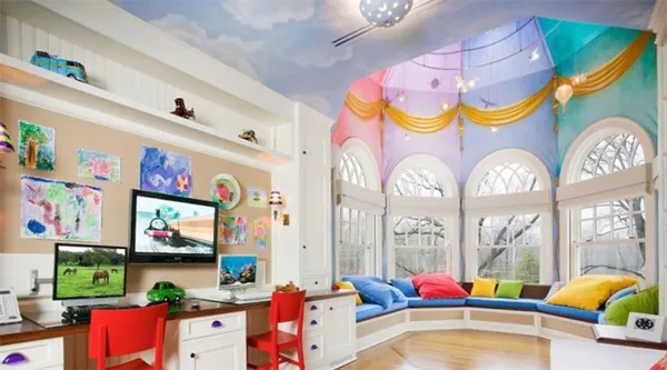 100 вариантов оформления потолка в детской комнате. Какой потолок лучше сделать в детской комнате. 2