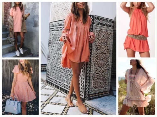 С чем носить персиковое платье