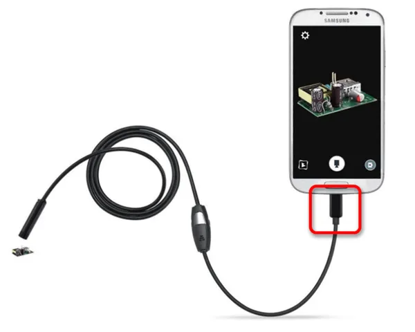 Пример правильного подключения эндоскопа к телефону на Android