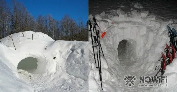 как сделать укрытие в снегу