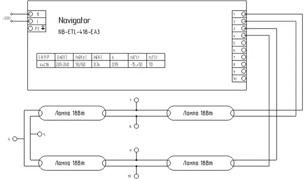 Схема подключения Navigator NB-ETL-418-EA3