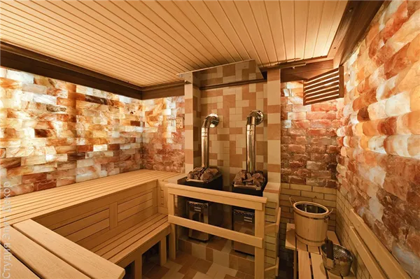 Соляные панели на стенах в бане
