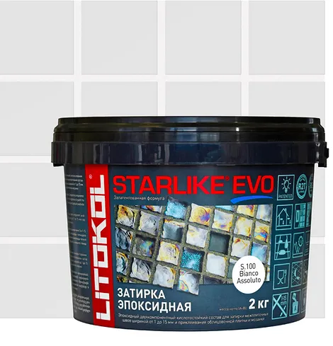 Затирка эпоксидная Starlike Evo, абсолютно белая, 2 кг