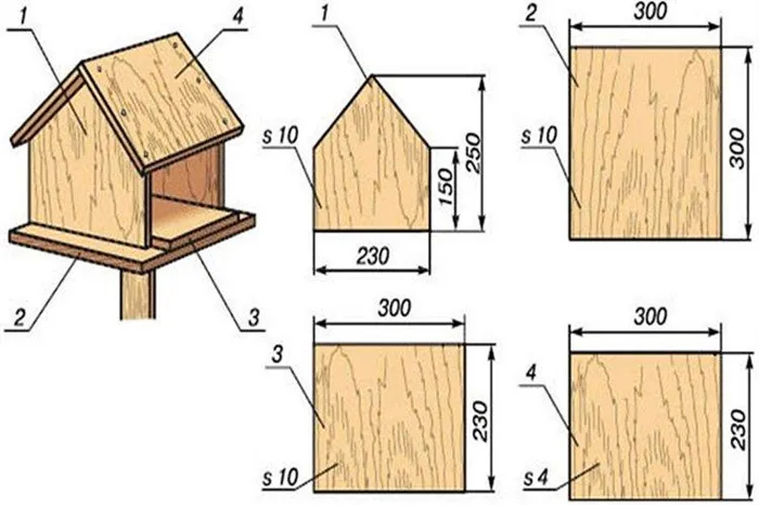 Кормушки для птиц из дерева (фанеры) своими руками