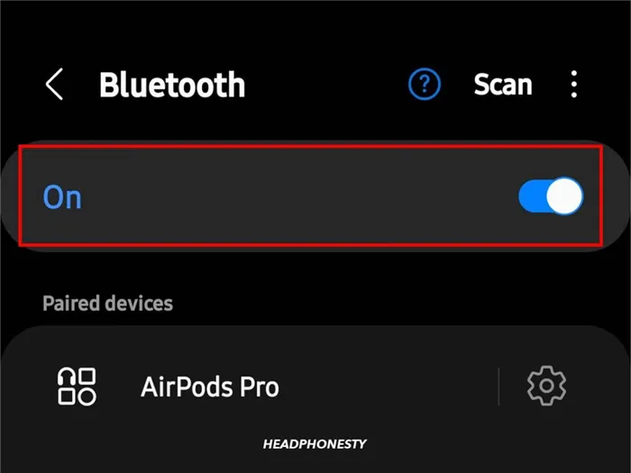 Включение Bluetooth на Android