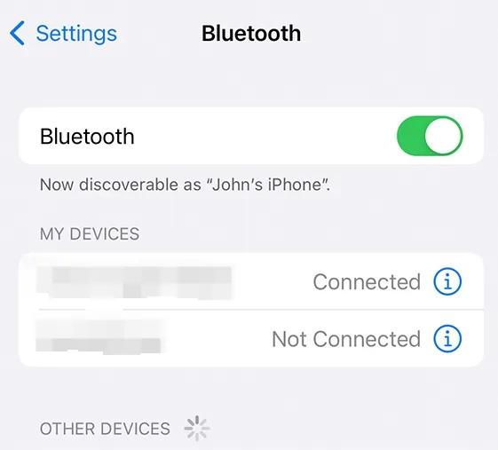 Включите соединение Bluetooth на вашем iPhone