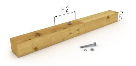 Еще один способ применения болтов - сращивание деревянной балки косым замком.